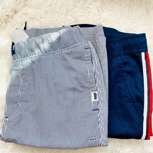 NWT 2 Pairs H&M Boys Shorts Navy & White Stripe